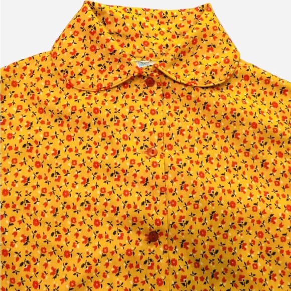 Vintage 70's Growing Girl Perma-Prest Shirt Girls Size 8 Retro Hippy Floral Boxy - Picture 5 of 16